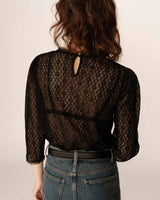 3/4 sleeve lace top black Phedre