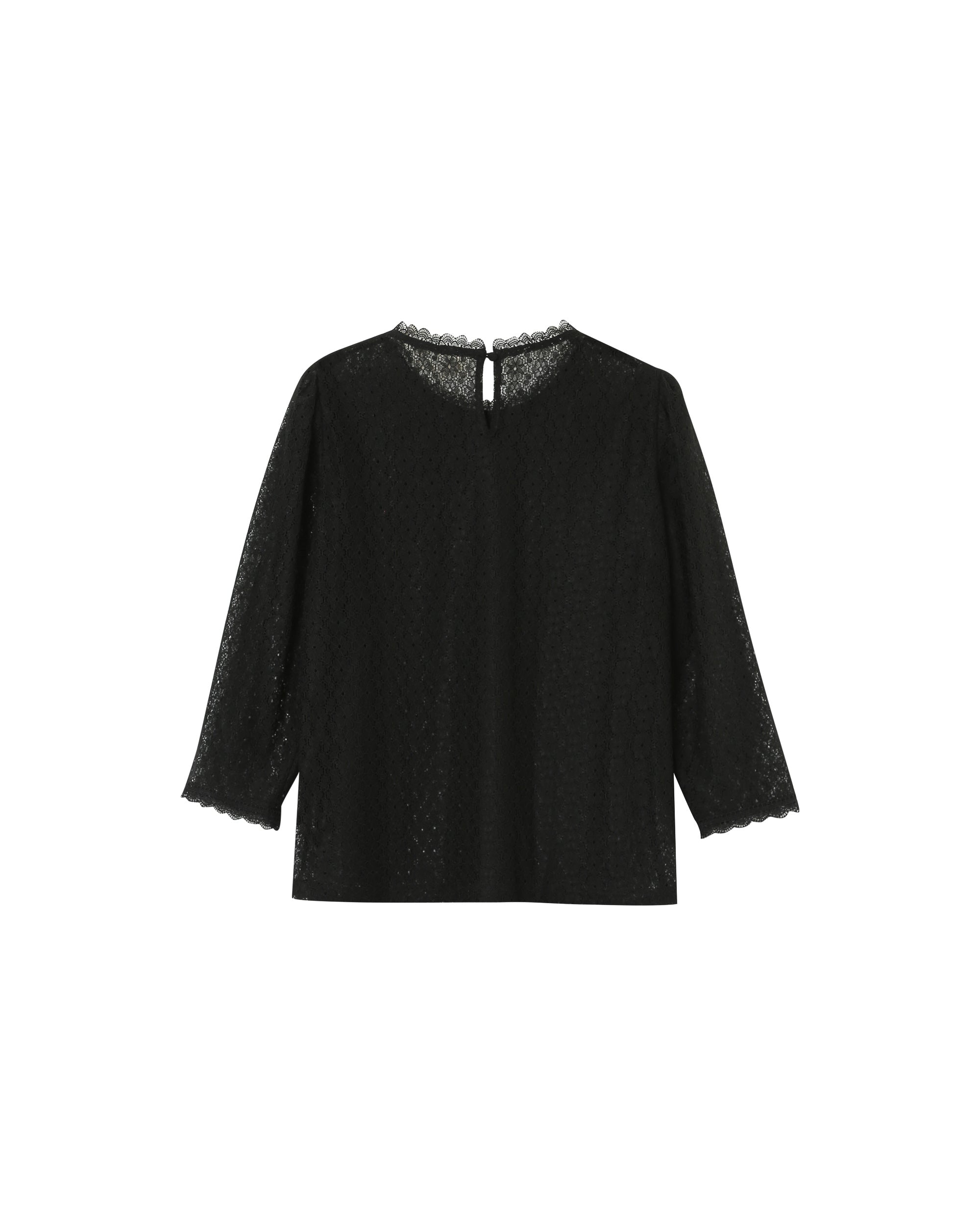 3/4 sleeve lace top black Phedre