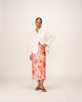 Jupe longue en satin fleurs Philae