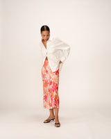 Jupe longue en satin fleurs Philae