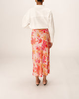 Jupe longue en satin fleurs Philae