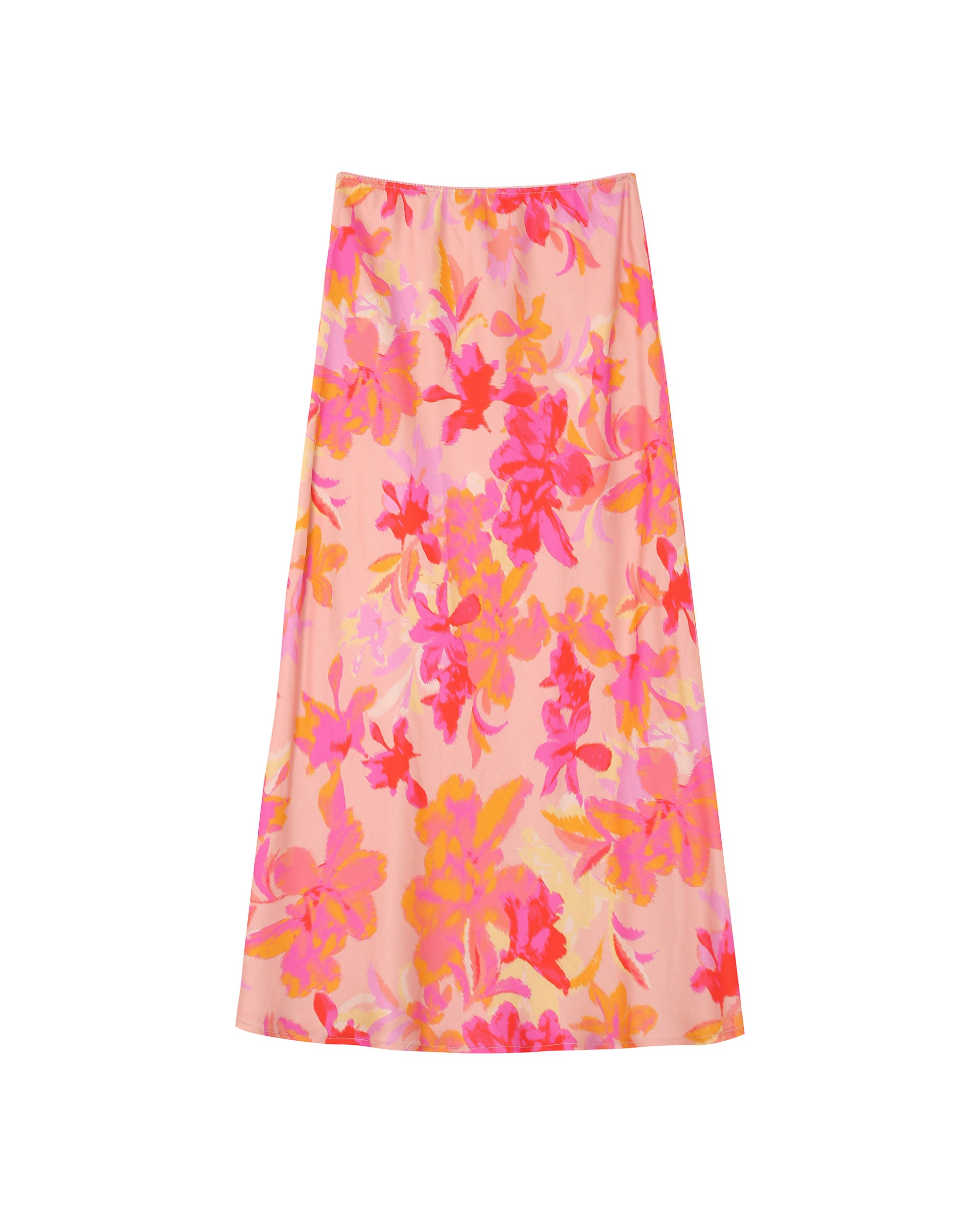 Jupe longue en satin fleurs Philae