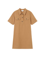 Robe courte col boutonne camel Philine