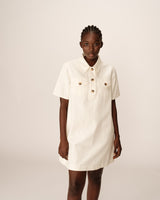 Robe courte col boutonne ecru Philine