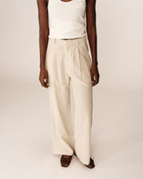 Pantalon tailleur en lin beige Phil