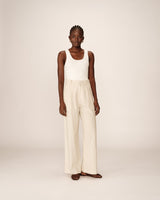 Pantalon tailleur en lin beige Phil