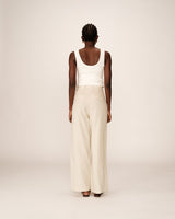 Pantalon tailleur en lin beige Phil