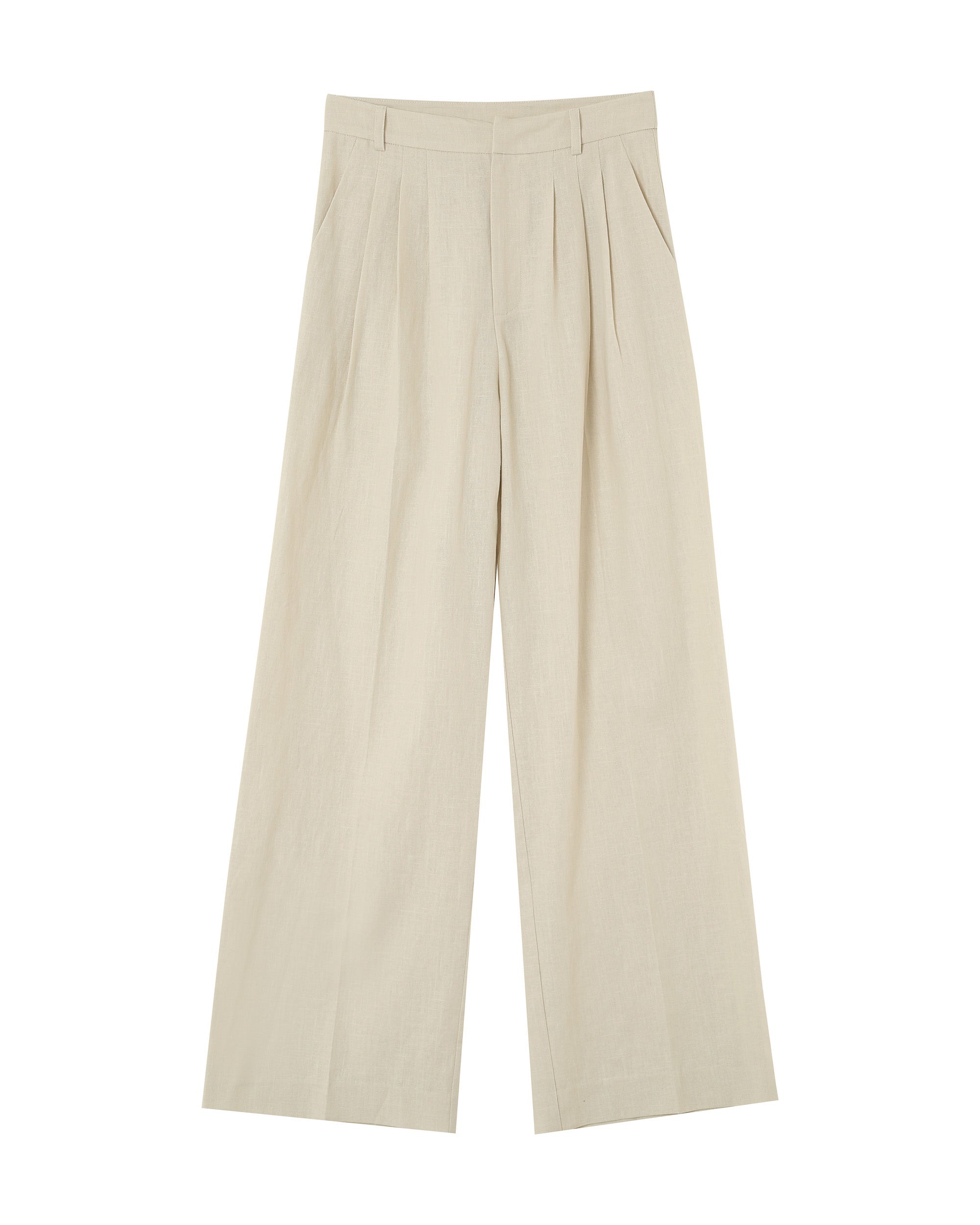 Pantalon tailleur en lin beige Phil