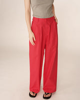 Pantalon tailleur en lin rouge Phil