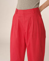 Pantalon tailleur en lin rouge Phil