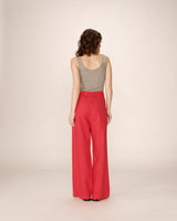 Pantalon tailleur en lin rouge Phil