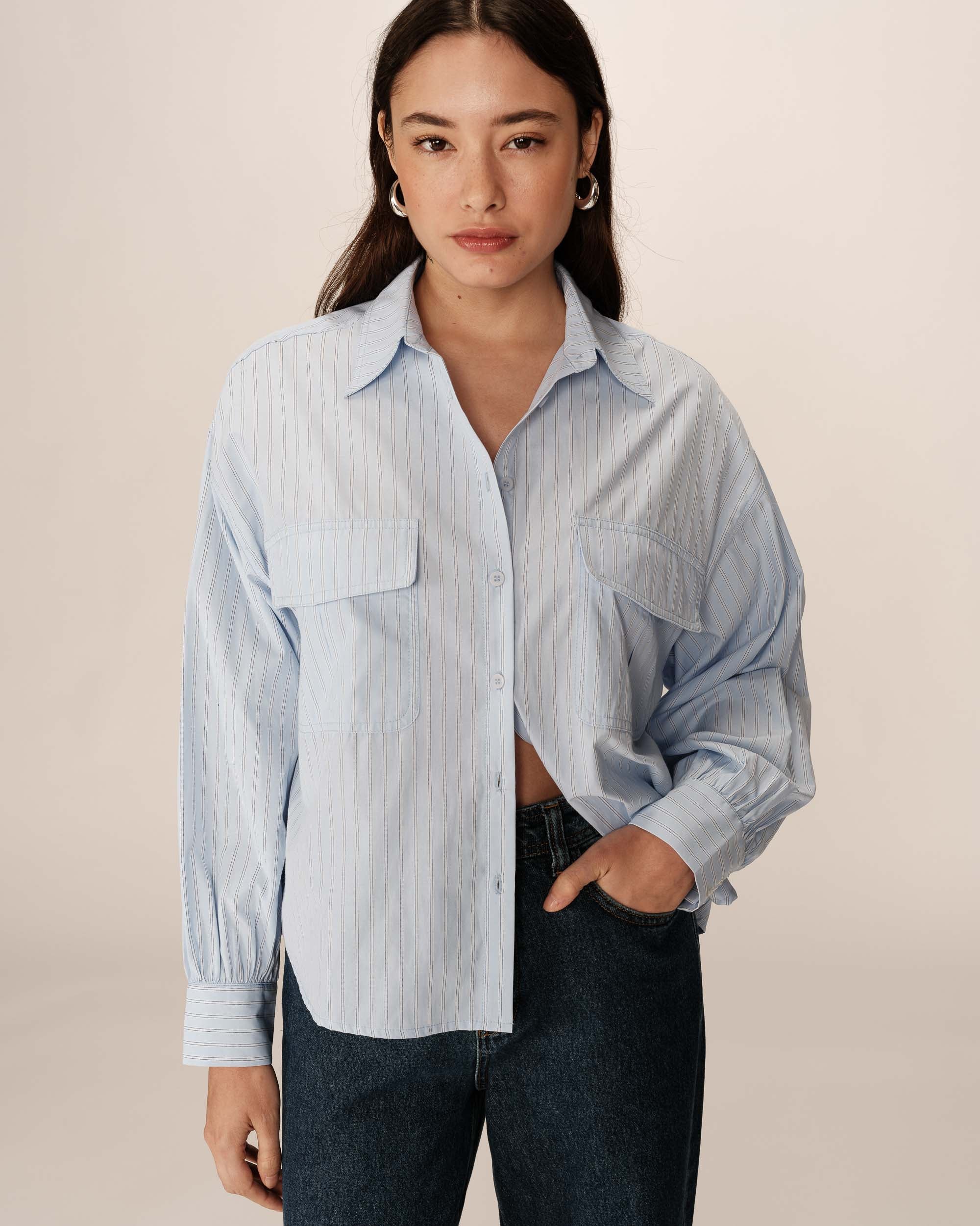 Oversized striped shirt blue Phoebe_13046