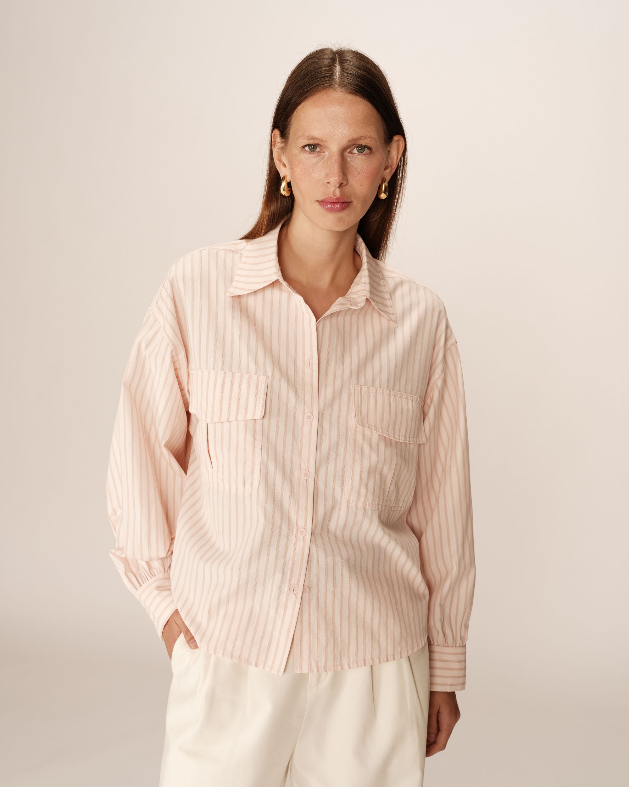 Oversized striped shirt pink Phoebe_13046