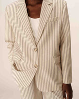 Blazer raye deux boutons beige Pia