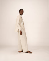 Blazer raye deux boutons beige Pia