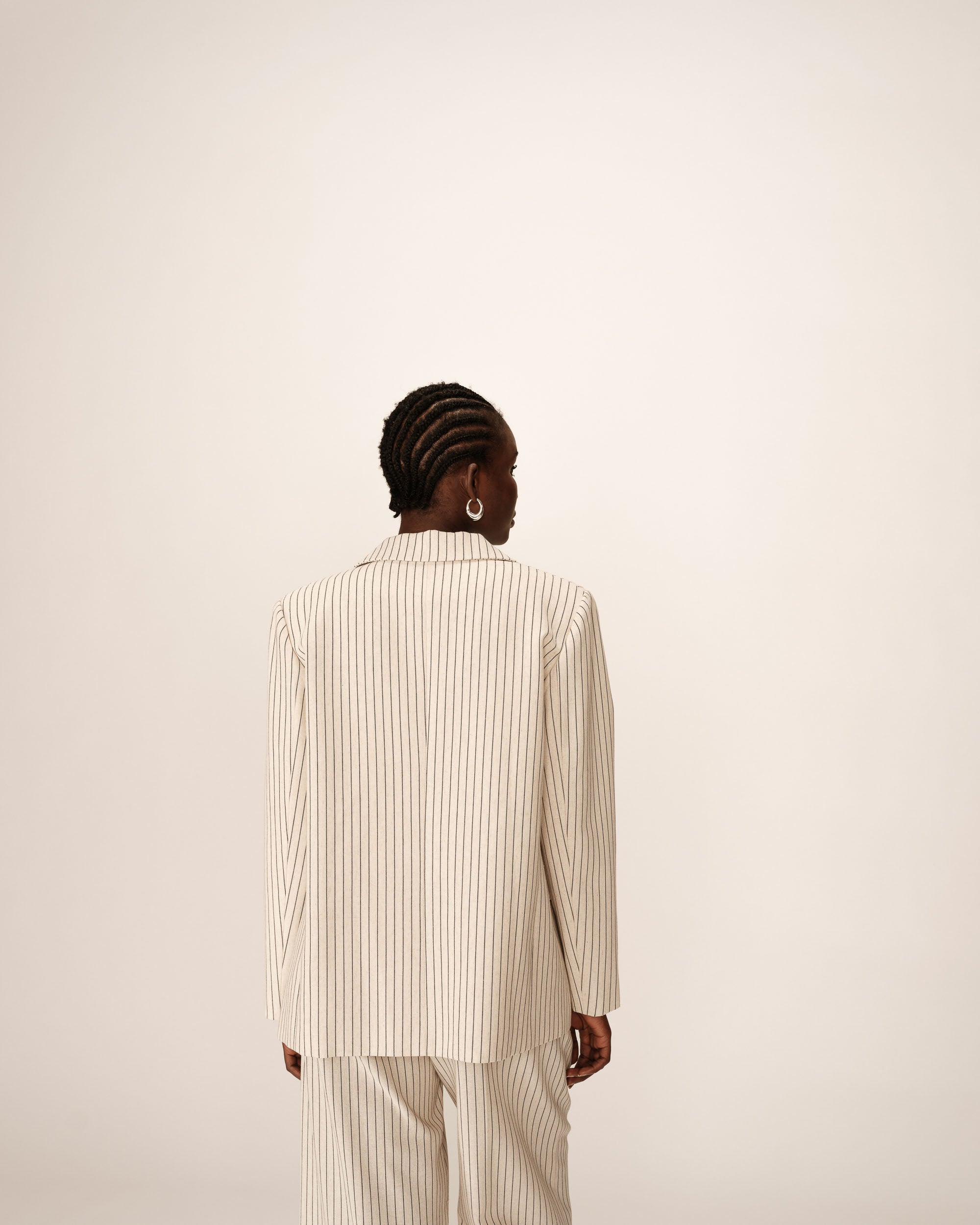 Blazer raye deux boutons beige Pia