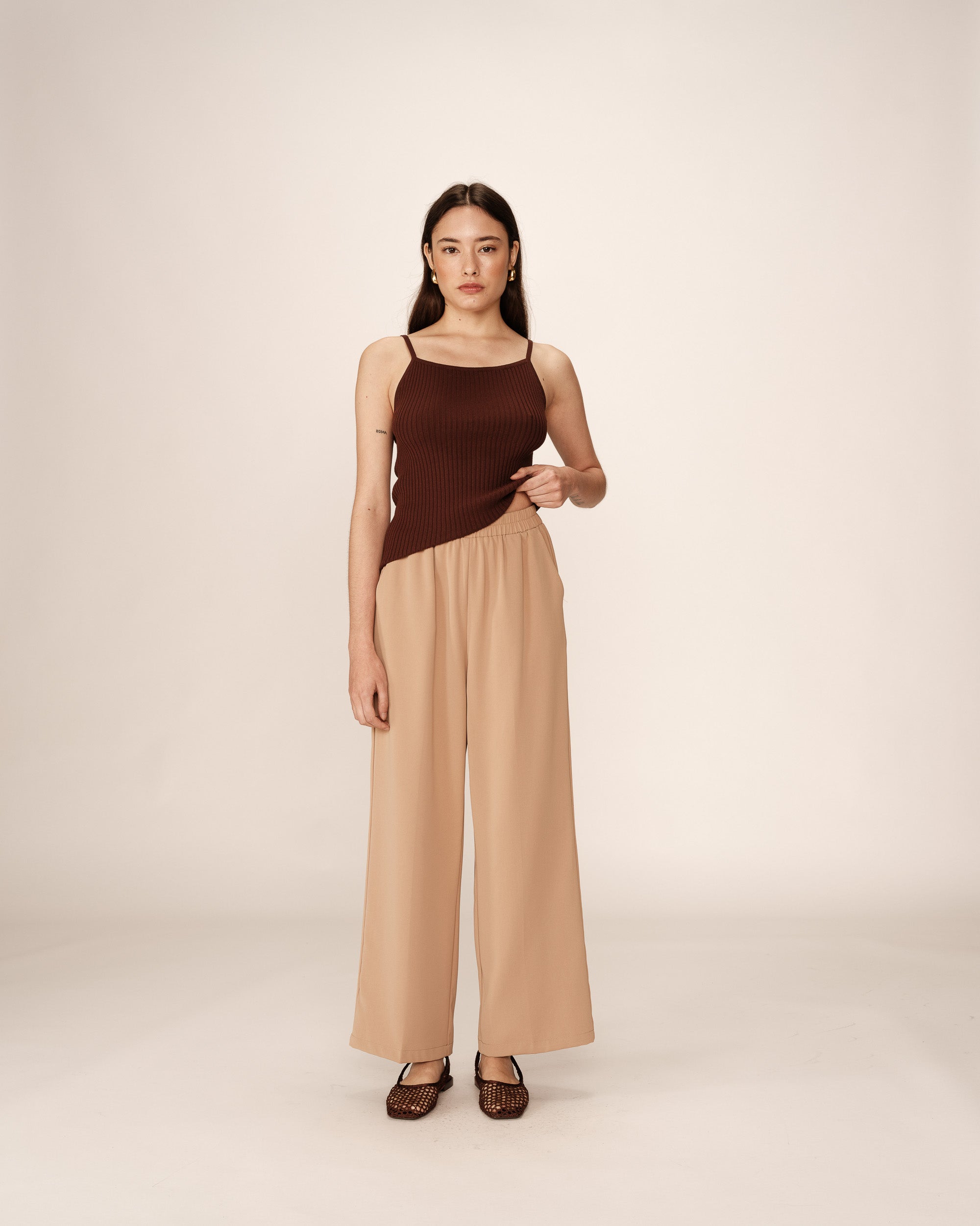 Pantalon fluide elastique camel Picasso