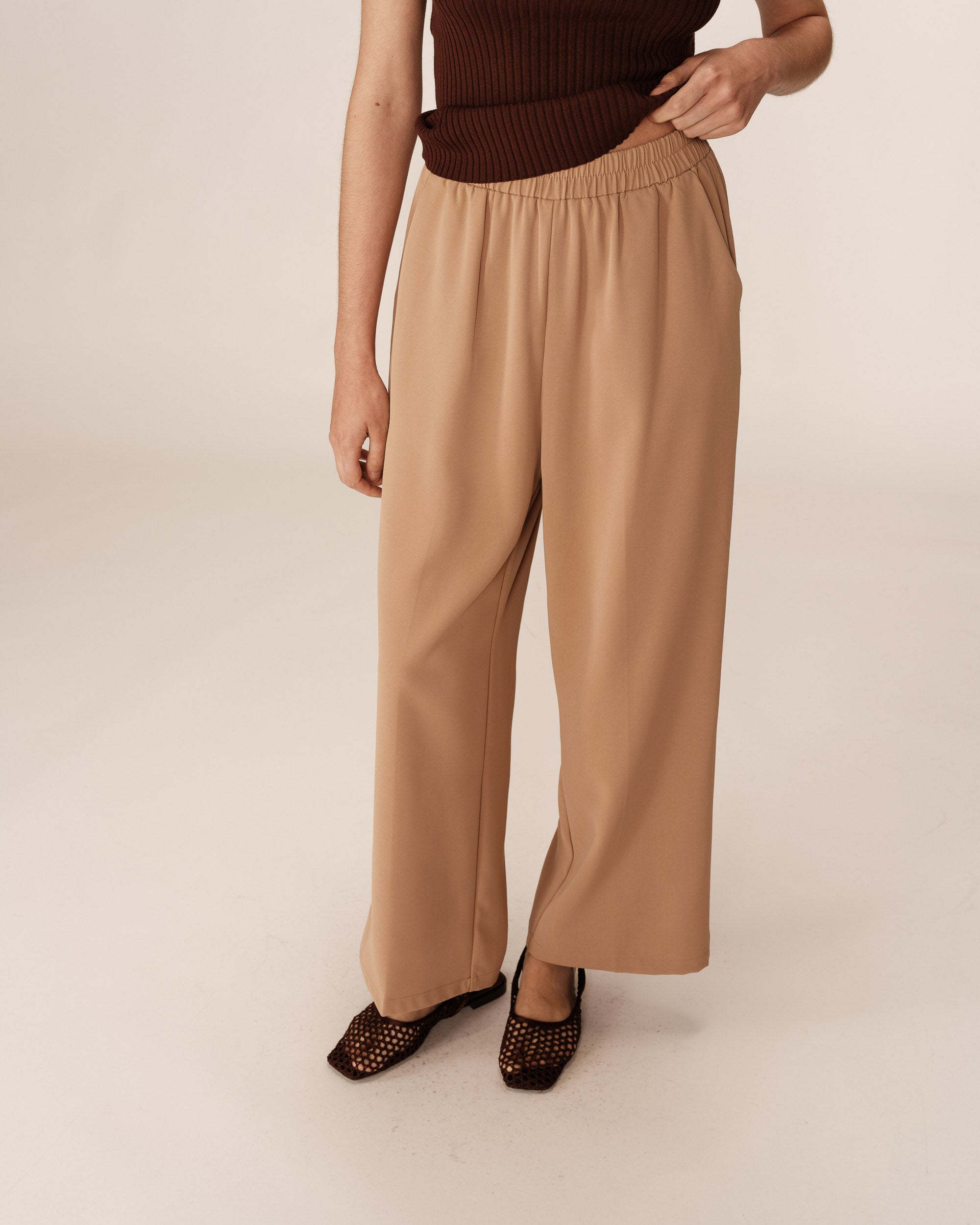 Pantalon fluide elastique camel Picasso