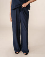 Embroidered wide trousers navy Piccoli_13025