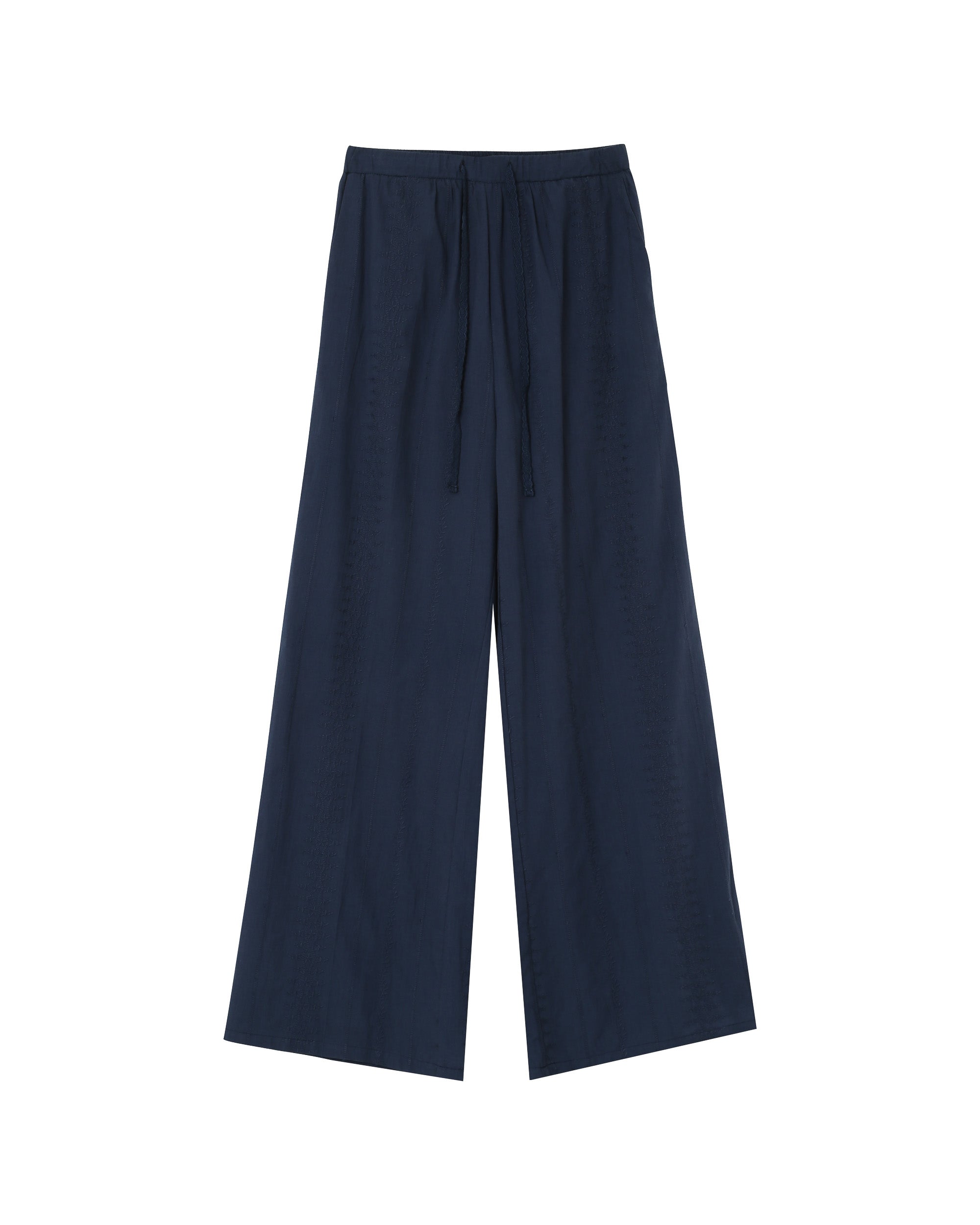 Embroidered wide trousers navy Piccoli_13025
