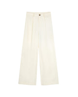 Pantalon droit a plis ecru Pierre