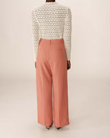 Pantalon droit a plis terracotta Pierre