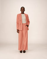 Pantalon droit a plis terracotta Pierre