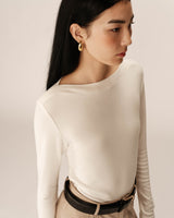 Longsleeved jersey top ecru Pierrot_13095