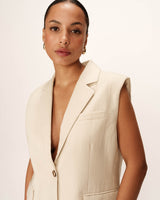 Linen sleeveless blazer beige Pietro