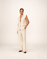 Linen sleeveless blazer beige Pietro