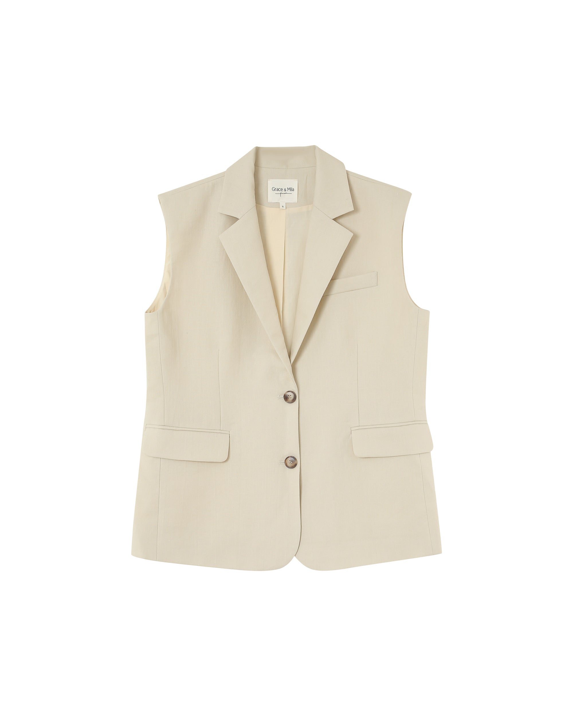 Linen sleeveless blazer beige Pietro