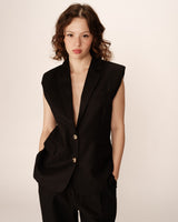 Linen sleeveless blazer black Pietro
