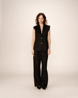 Linen sleeveless blazer black Pietro