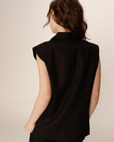 Linen sleeveless blazer black Pietro