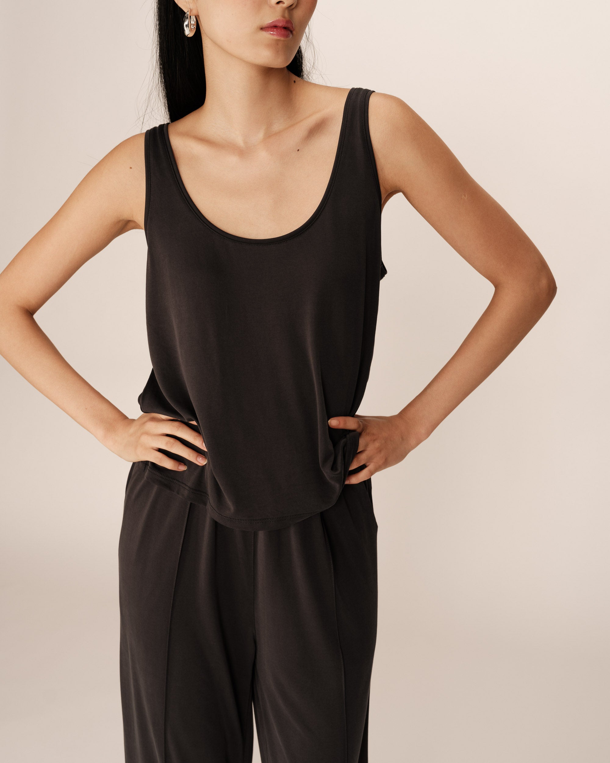 Loose modal tank top anthracite Pie_13118