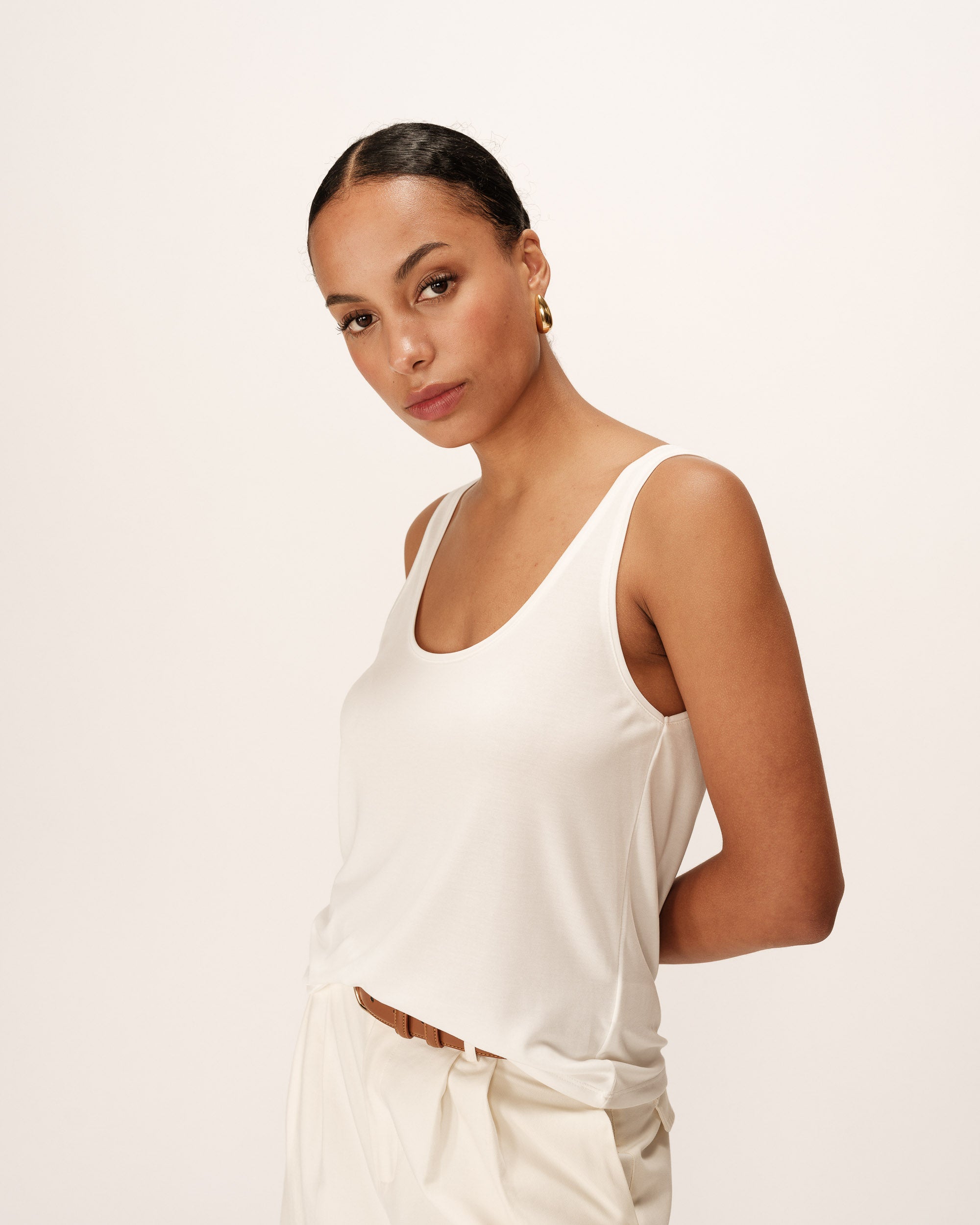 Debardeur fluide en modal ecru Pie