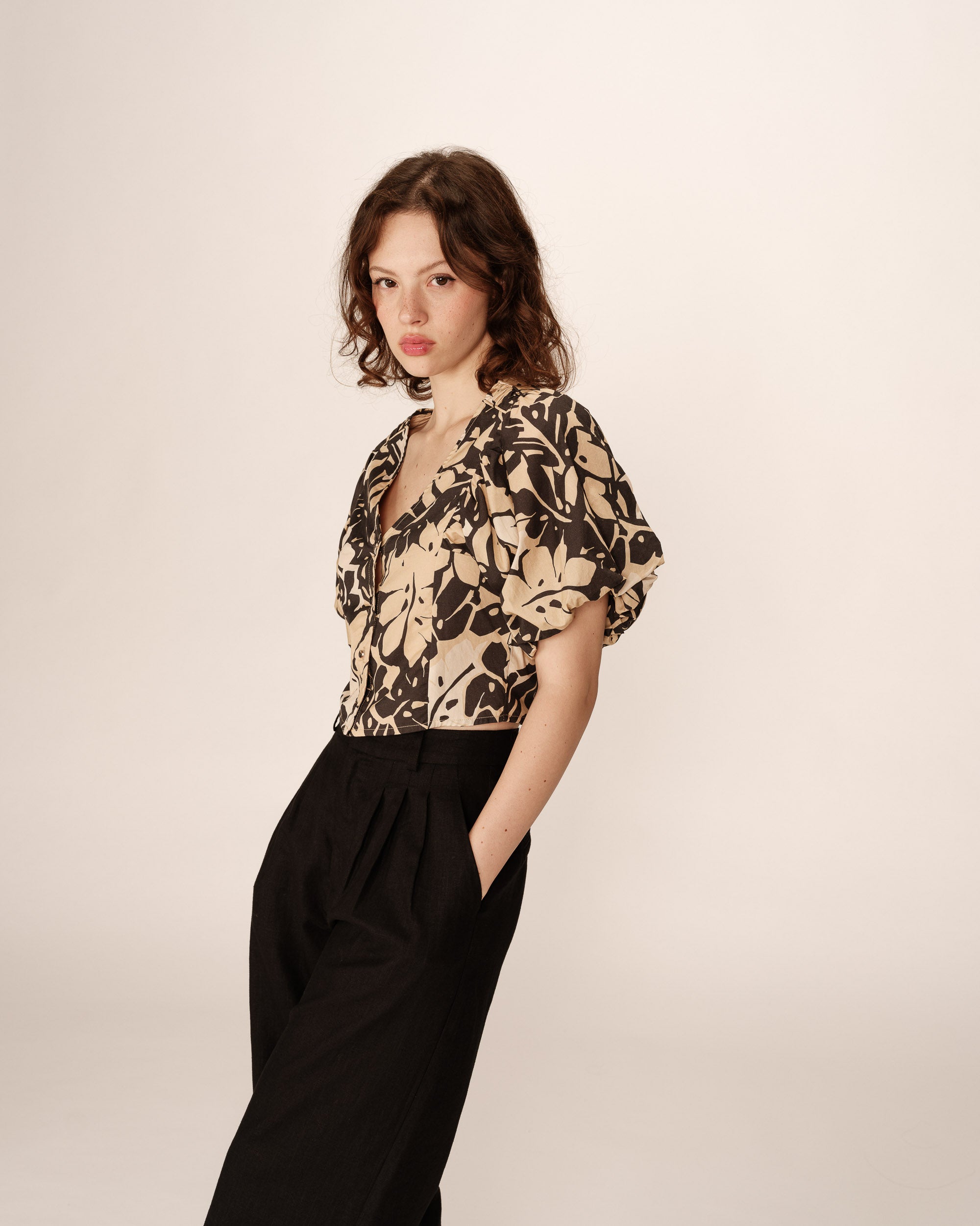 Floral print blouse beige Pineapple_13078