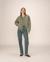 Zipper bomber jacket khaki Pink