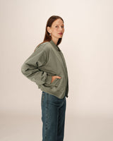 Zipper bomber jacket khaki Pink