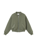 Zipper bomber jacket khaki Pink