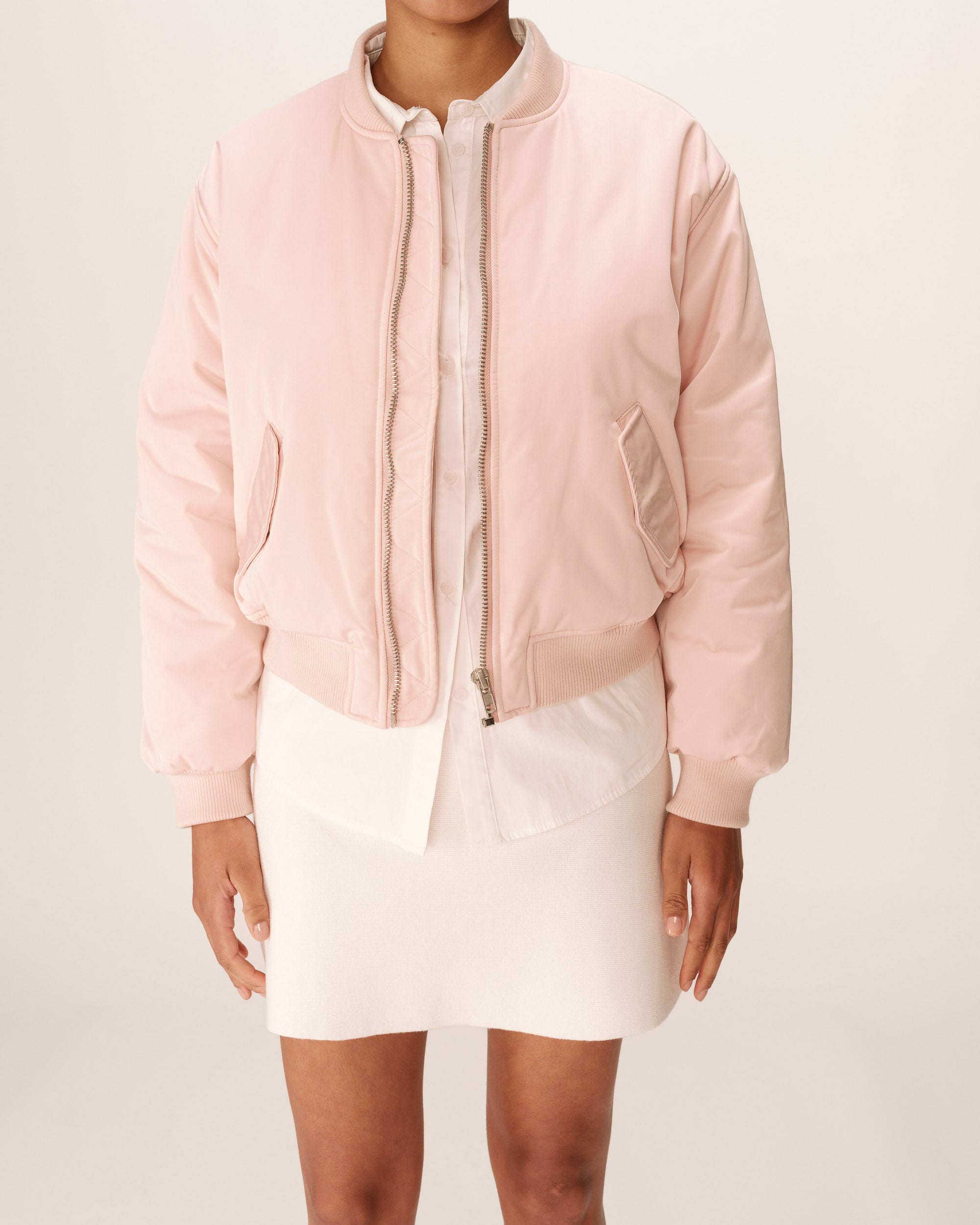 Zipper bomber jacket pink Pink