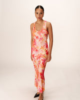 Long satin dress fleurs Pippa_13053