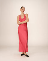 Robe longue en satin rose Pippa