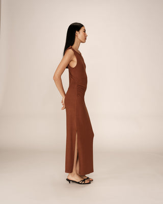ROBE LONGUE CHOCOLAT PISTACHE