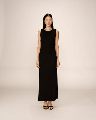 ROBE LONGUE NOIR PISTACHE