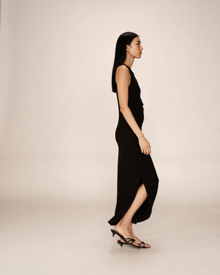 ROBE LONGUE NOIR PISTACHE
