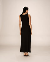 Robe longue moulante noir Pistache