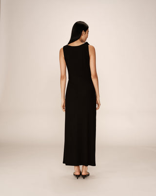 ROBE LONGUE NOIR PISTACHE