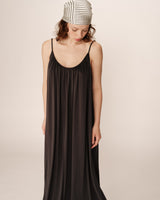 Robe longue en modal anthracite Pivoine