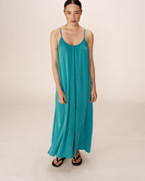 Robe longue en modal aqua Pivoine